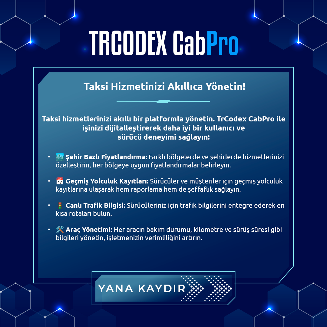 CabPro - Taksi Yönetim Kontrolü Yazılım Sistemi - Görsel 4
